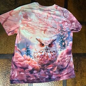Owl Graphic XL Soft Polyester Shirt Modern Trend Multicolor